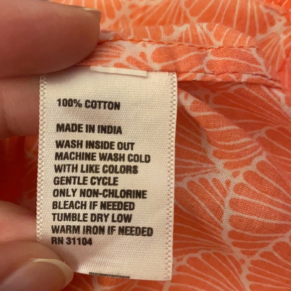 Orange Button Down Crown & Ivy Shirt Seashell NWOT - Picture 4 of 5